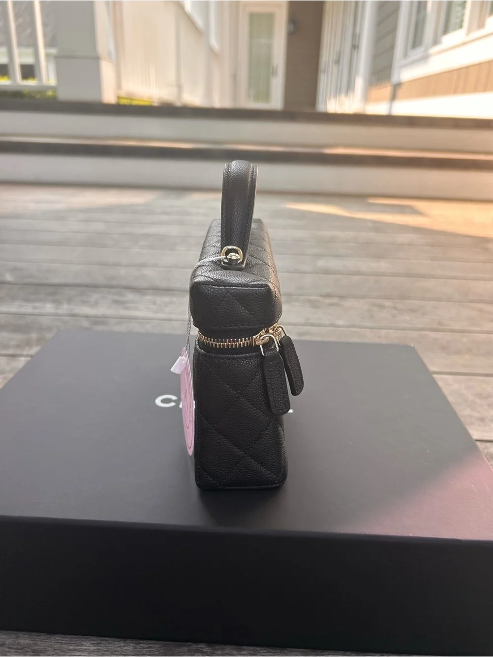 Chanel Black Quilted Slim Vanity Crossbody with Gold Chain
